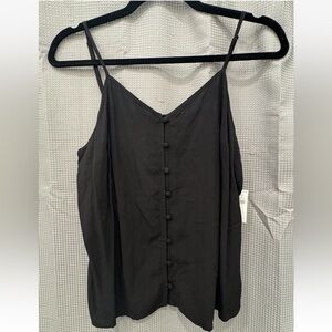 NWT Old Navy Cami Flowy Boho Button Down Strap Tank Top Shirt Sz Small Black